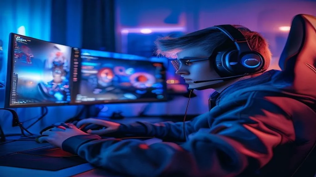 Ilustrasi game terbaru 2026 dengan grafis futuristik, menampilkan karakter aksi dalam dunia virtual yang dinamis.