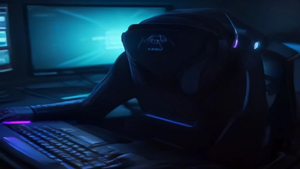 Gambar aksi tembak FPS dengan senjata futuristik